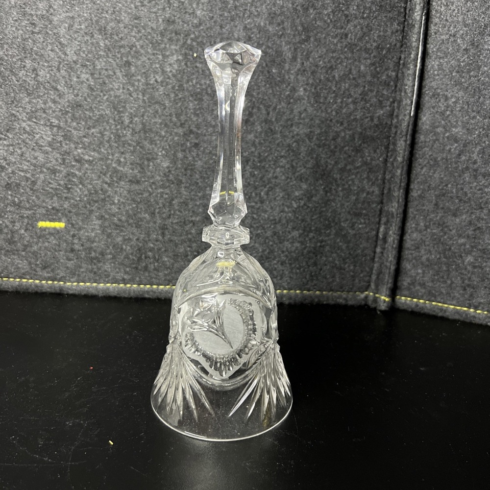Vintage 1979 Italian Made Leonard‎ Clear Lead Crystal Bell 24% Hand Cut
